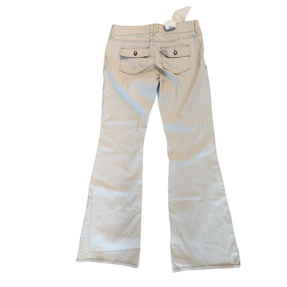 New Vintage 90s Plugg Khaki Tan Bermuda Jeans Size 11 Low Rise Flare - Picture 4 of 5